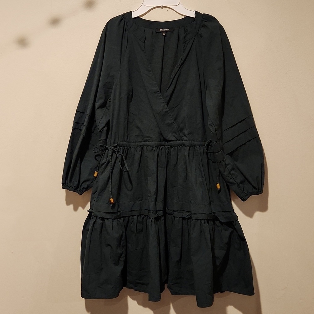 ❤️ MADEWELL CRINKLE POPLIN WRAP MINI DRESS, XXS - Picture 5 of 14